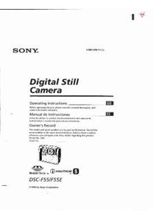 Sony Cyber-shot F55 E manual. Camera Instructions.